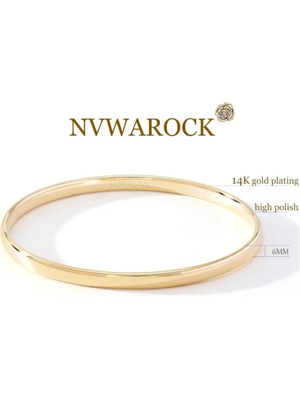 14K Gold Plated 4mm Stackable Minimalist Bangle Bracelet for Women - Perfect